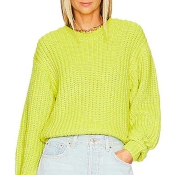 Show Me Your MuMu Bailey Like Green Chunky Knit Oversized Sweater Size Small - Picture 5 of 16